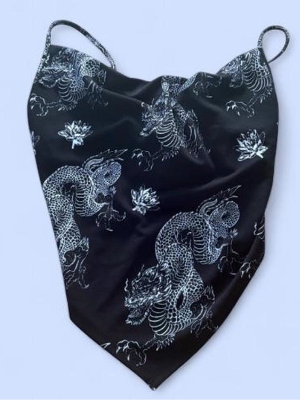Black Dragon Print Bandana Top